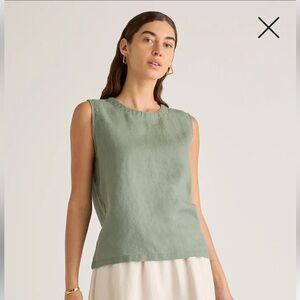 Preowned Quince Women’s 100% European Linen Tank Size Medium Light Cargo Green